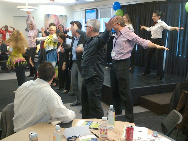 Attendees dancing Zumba for collaboration
